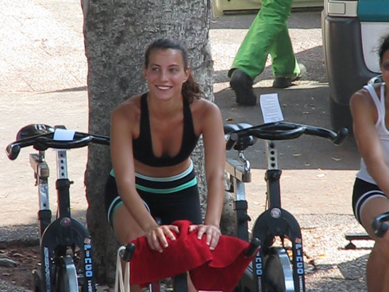 Stationary cycling for cross-training; photo courtesy Michelle Rebecca